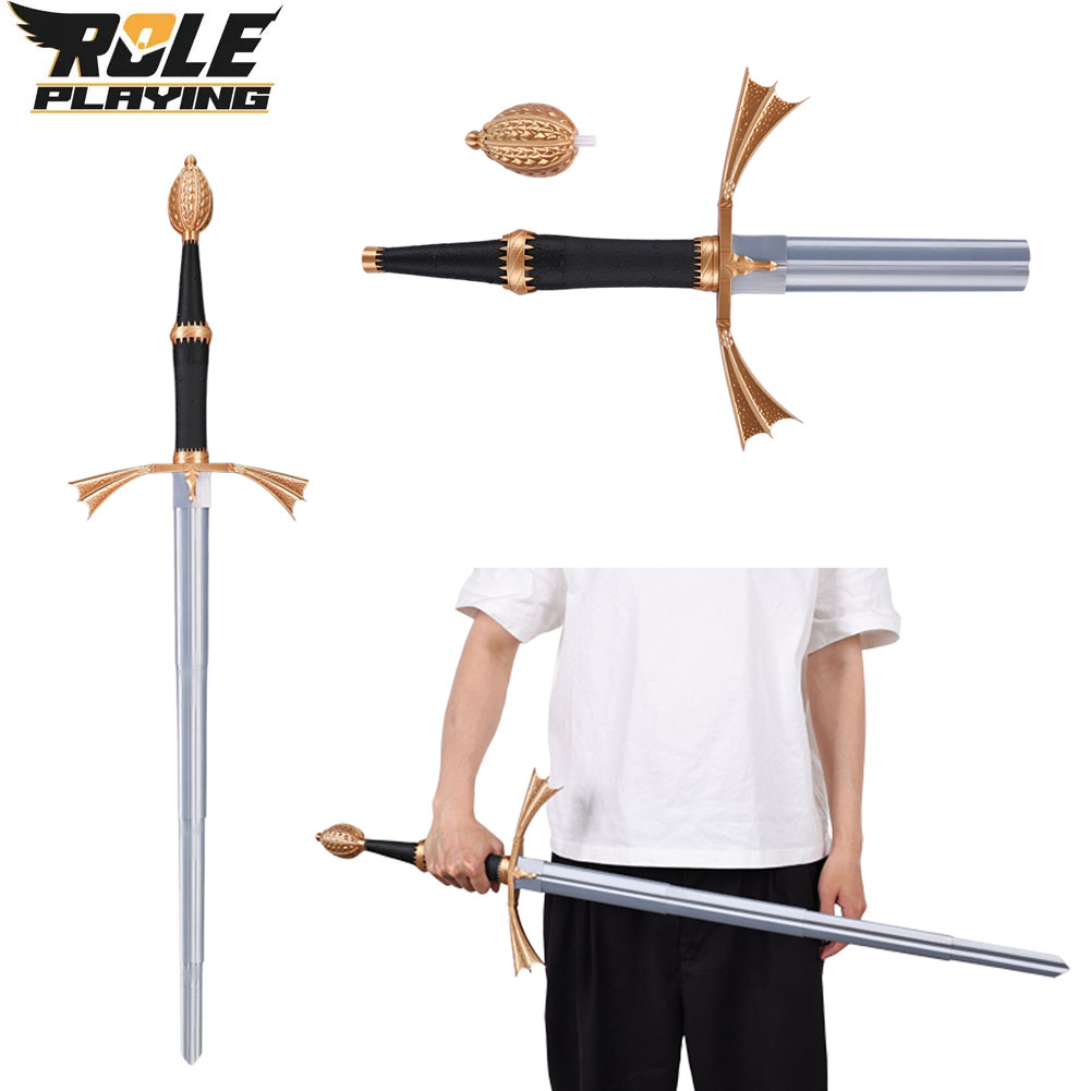 Cosplay Prop Sword - Dämon-Cosplay Ausziehbares Silbernes Plastikmesser Ornament Drachen-Kostüm